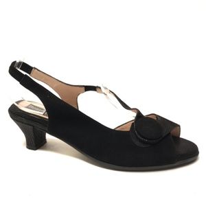 BEAUTIFEEL Black Leather & Suede Slingback Sandals